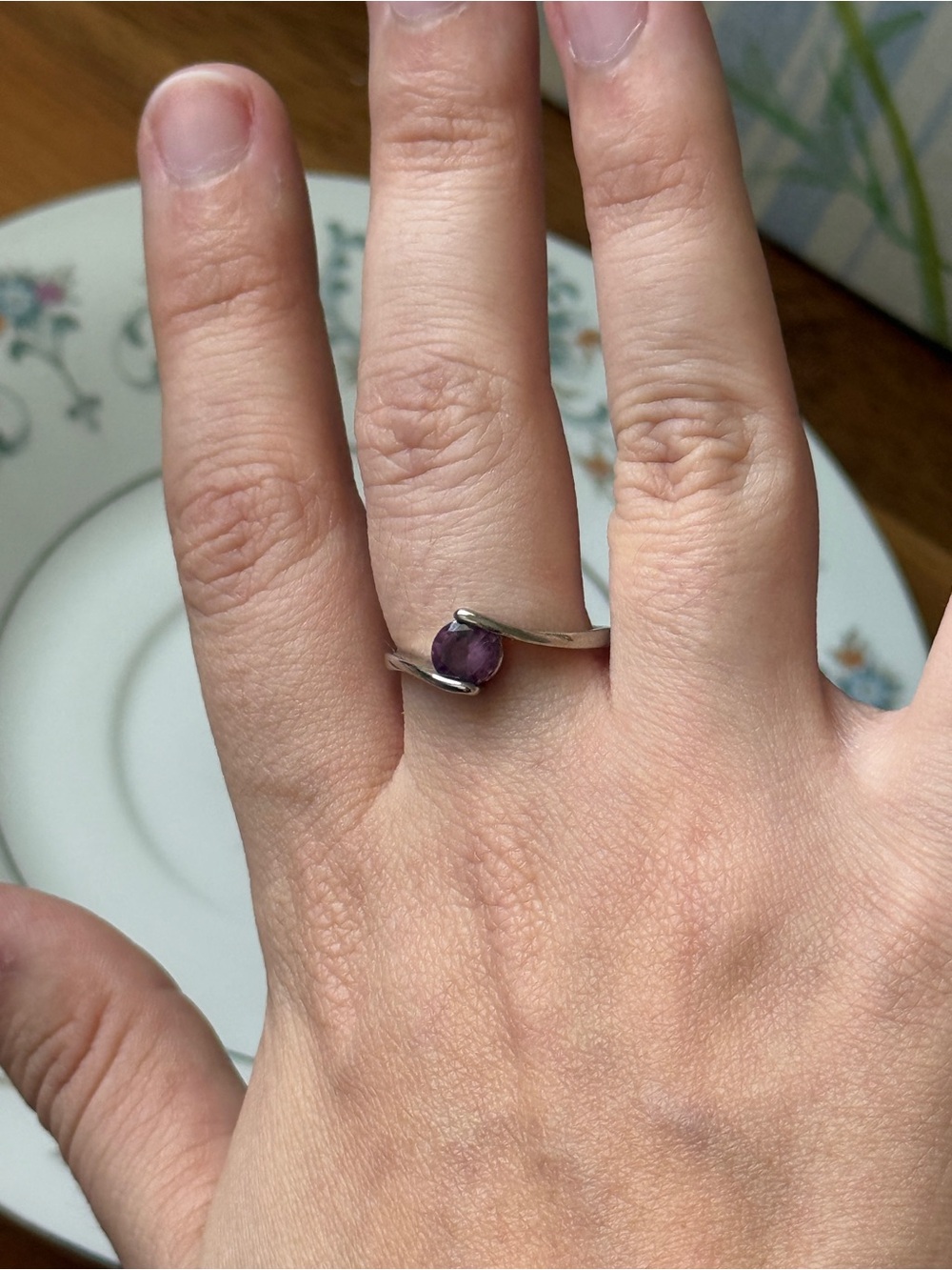 Women’s ring size 7.5 , 925 Sterling silver CZ amethyst color